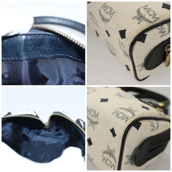 MCM Vicetos Logogram Hand Bag PVC Leather White - Picture 14 of 16